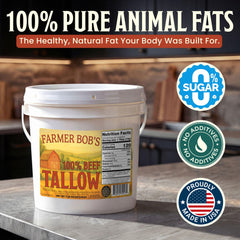Farmer Bob's open jar with a spoonful of tallow ready to use for easy portioning