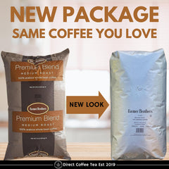 DIRECT COFFEE TEA EST 2019 Farmer Bros bean closeup highlighting fresh texture and aroma