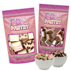 FD Pantry front packaging showing resealable gift bag and flavors, highlights portability