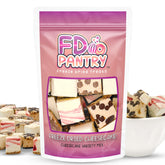 FD Pantry front packaging showing assorted cheesecake bites and resealable bag for freshness