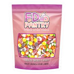 FD Pantry front pouch view showing colorful freeze-dried sour candy and branding benefit