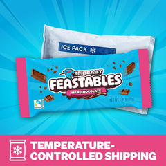 Feastables MrBeast unwrapped bar close-up highlighting creamy texture