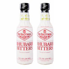 Fee Brothers rhubarb bitters front bottle view showing label and size, ideal for cocktail use