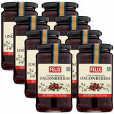 Felix lingonberries front packaging shows jar and brand, convenient pantry supply
