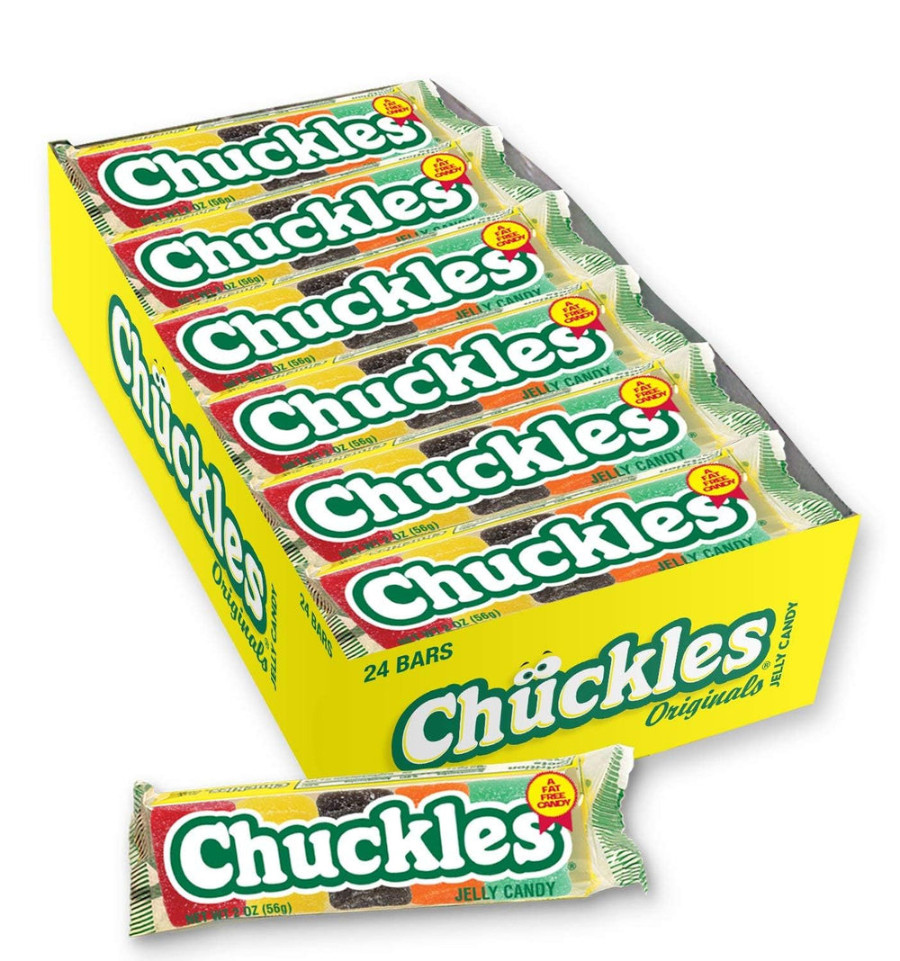 Ferrara Wonka Chuckles front packaging showing colorful bars and brand logo for quick recognition