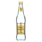 Fever-Tree bottle front view showing label and clean glass, highlights premium mixer quality