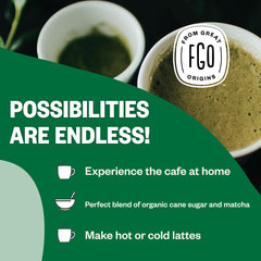 FGO iced matcha latte in glass with ice illustrating refreshing cold preparation benefit