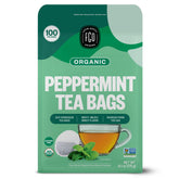 FGO peppermint tea front packaging showing organic seal and count benefit