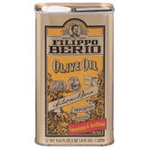 Filippo Berio tin front view showing brand and mild olive oil, convenient for everyday cooking