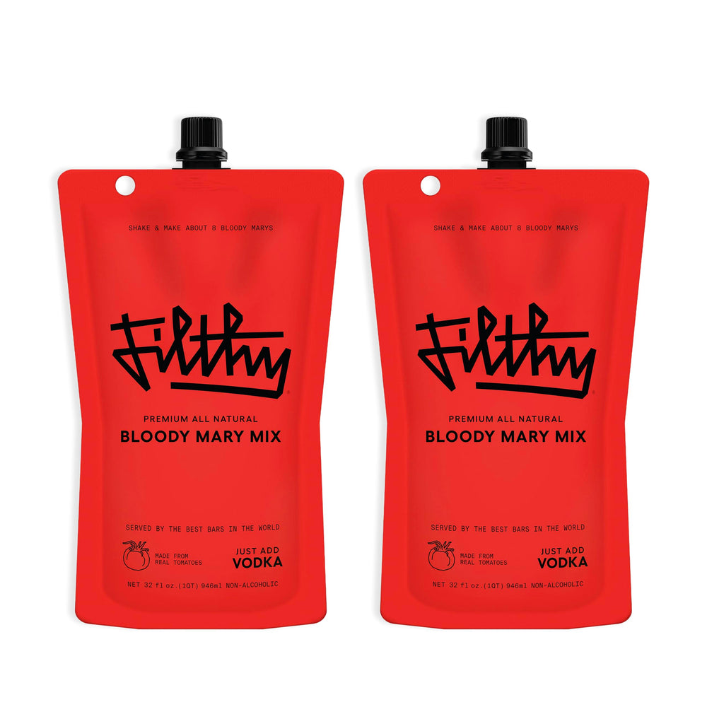 Filthy Food front pouch showing product branding and pour spout benefit