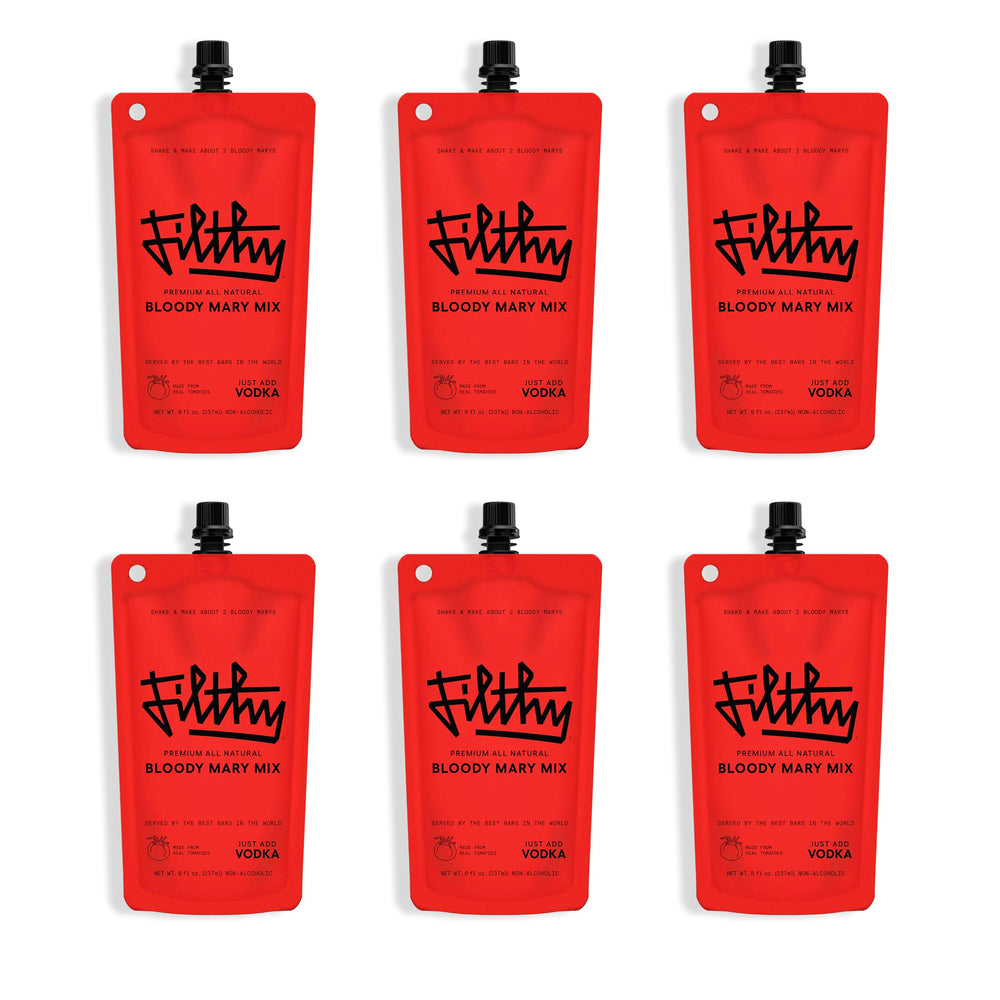 Filthy Food front pouch showing label and premium mixer benefit