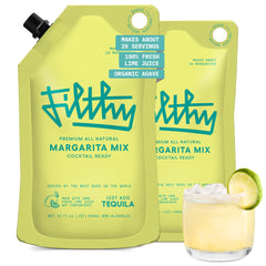 Filthy Margarita mix front pouch showing branding and volume for easy identification and storage