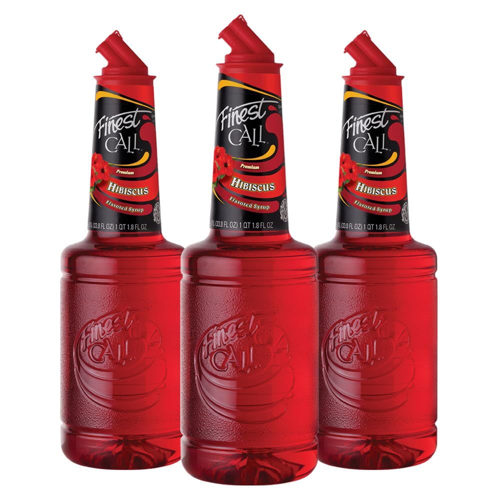 Finest Call front packaging showing three 1L bottles and vibrant red syrup benefit: consistency