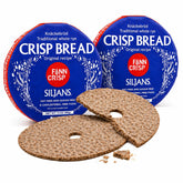 Finn Crisp packaged Siljans round rye crispbread showing front label and multipack convenience