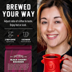 Fire Department Coffee fresh grounds in hands demonstrating grind consistency benefit