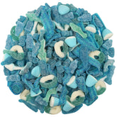 FirstChoiceCandy front packaging of blue sour mix showing resealable bag and variety