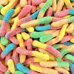 FirstChoiceCandy front packaging showing neon worm bag and bulk size benefit