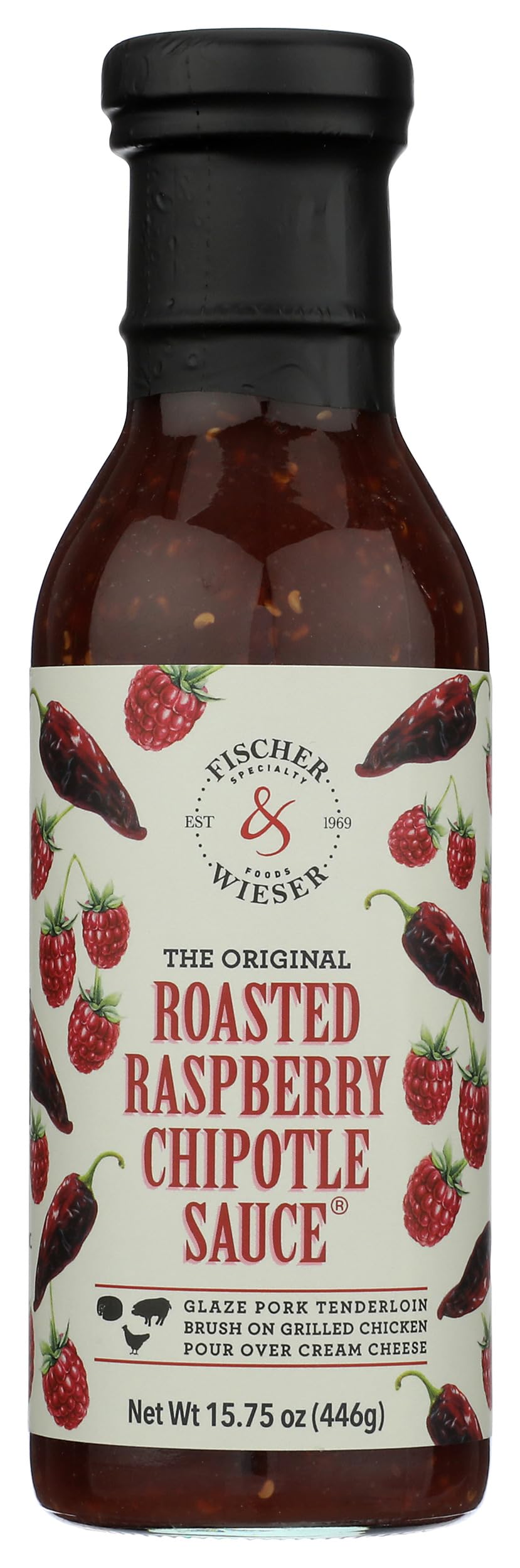Fischer & Wieser front bottle showing label and 15.75 oz size for pantry benefit
