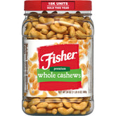 CHEF'S NATURALS front canister showing whole cashews and clear packaging benefit clarity