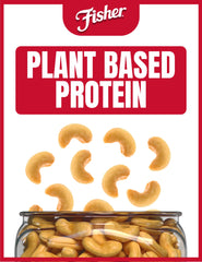 CHEF'S NATURALS open jar top view displaying golden roasted cashews for easy access