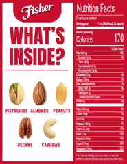 CHEF'S NATURALS Fisher close up of mixed nuts texture and roasted crunch for snacking appeal