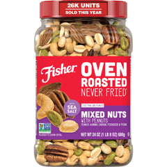 CHEF'S NATURALS Fisher front canister showing 24 ounce packaging and clear label benefit freshness