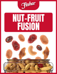 CHEF'S NATURALS Fisher spread of peanuts cashews walnuts raisins and cranberries showing variety