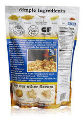 Close-up of Fisher's Popcorn caramel-coated kernels with Old Bay specks highlighting crunchy texture