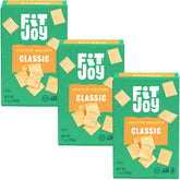 FitJoy front packaging showing classic salt flavor and pack of 3, highlights convenience