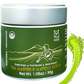 FKRO 30g tin front view showing premium ceremonial matcha and compact packaging benefit