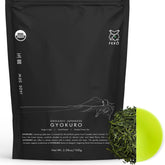 FKRO front pouch showing premium Gyokuro packaging and freshness