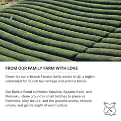 FKRO matcha latte held by hand, creamy foam and consistent blend