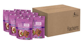 Flackers front packaging cinnamon and currants bag showing organic label and pack of 6 benefit portability