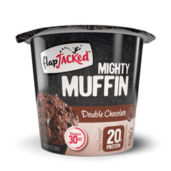 FlapJacked front packaging showing chocolate muffin mix and convenient single-serve benefit
