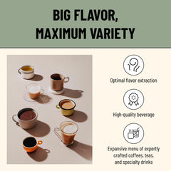 Flavia Freshpack beside a measuring spoon demonstrating 6.5g single-serve portion