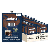 Flavia Lavazza front packaging showing case of 72 freshpacks and convenience