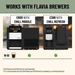 Flavia Lavazza poured 10 oz cold brew cup showing smooth color and ready-to-drink benefit