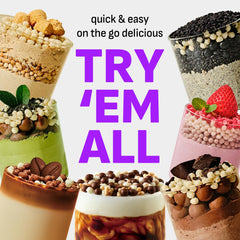 FLIMEAL powder and balls texture detail highlighting creamy base and crunch