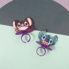Close-up of Stitch and Angel lollipop ring details showing character design benefit