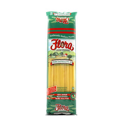 Flora Fine Foods close-up of perciatelli tube ends highlighting texture benefit