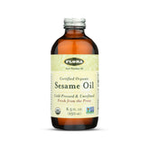 Flora bottle front view showing organic sesame oil and clean design benefit