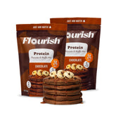 Flourish front packaging showing chocolate mix and benefits