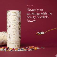 Flouwer Co. close-up of flaky sea salt texture and petals for visual and crunchy benefit