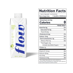 Flow close-up label detail highlighting mineral content and pH