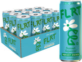 FLRT front can showing label and vibrant sunset-themed design for bold refreshment
