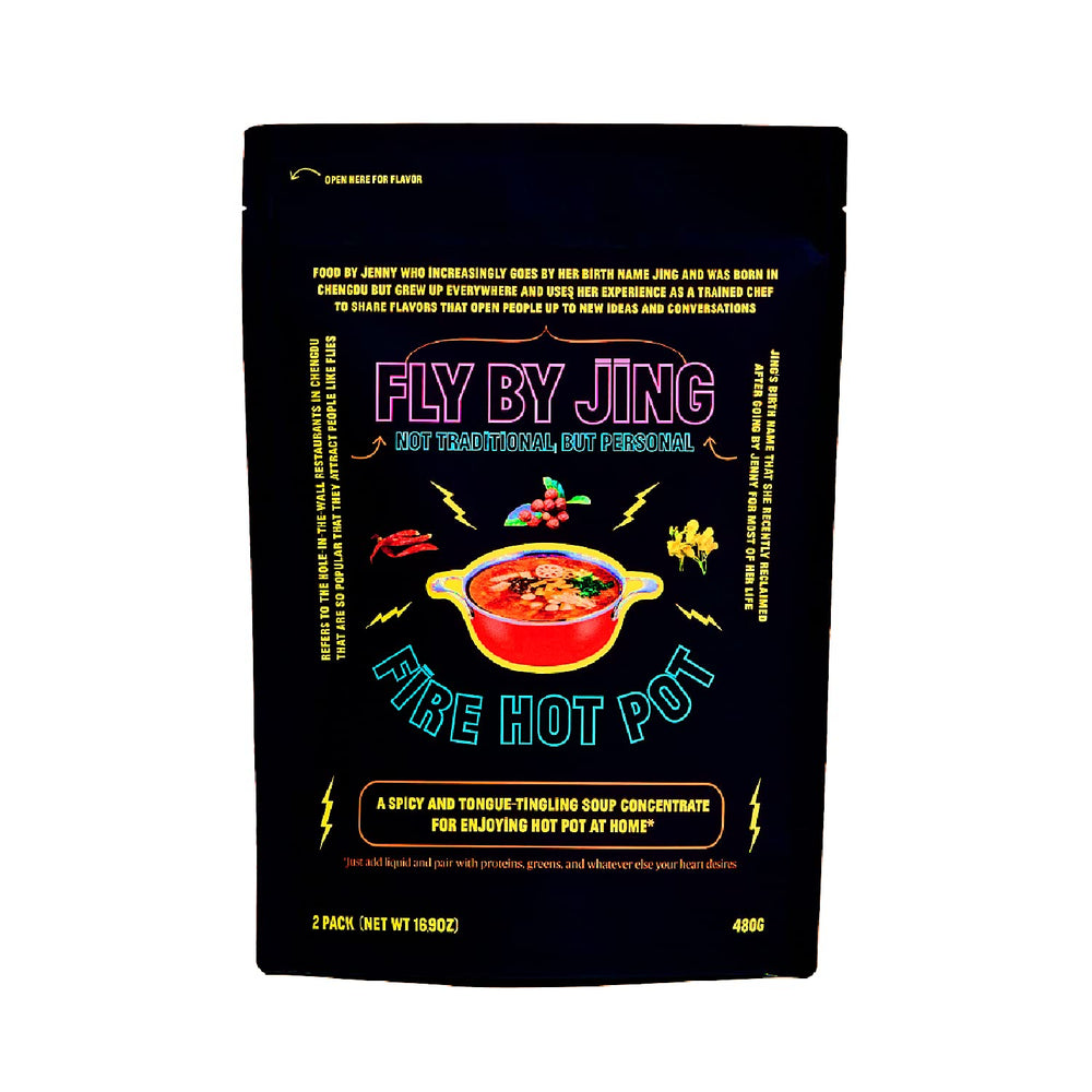 FLYBYJING front packaging showing spicy hot pot pouches and brand for easy identification