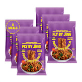 FLYBYJING front packaging showcasing sweet and spicy noodles and fast meal benefit