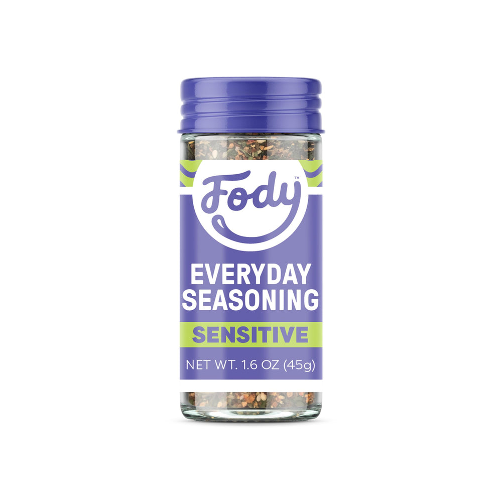 Fody Everyday Seasoning front jar showing brand and label, adds savory flavor