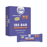 Fody front packaging showing cinnamon french toast flavor and clear low‑FODMAP labeling for easy choice