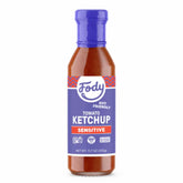 Fody bottle front packaging showing label and size, highlights low FODMAP benefit